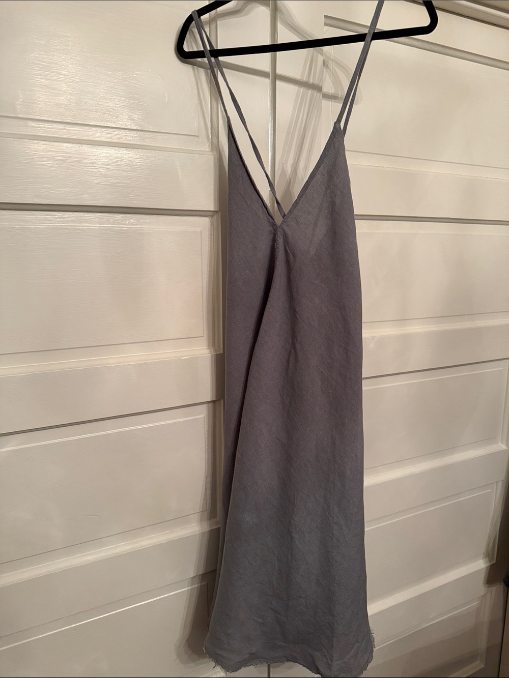 BIANKALÚ Blue Gray Linen Blend Open Back Tie Slip Midi Dress - Picture 2 of 11